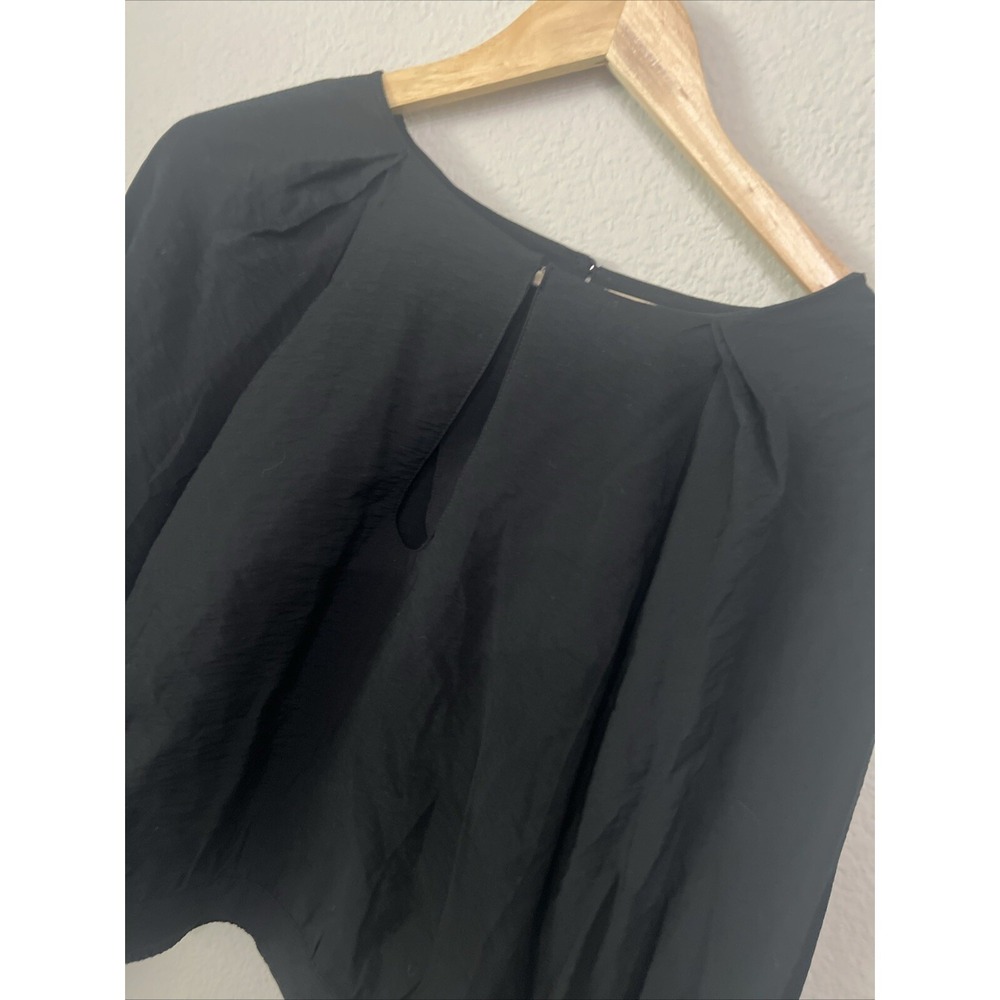 Banana Republic NWT Blouse BLACK Long Sleeve SIZE M Pleated - Picture 2 of 8